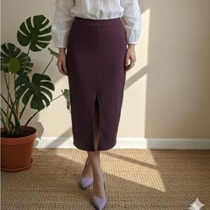 ASOS Plum Purple Midi Skirt with Front Slit - Size 6